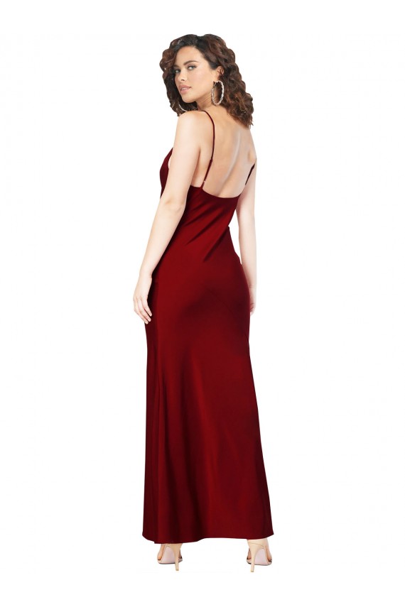 Borgonha Decote Capuz Sem Mangas Lombar Bainha Vestidos de Madrinha / Vestidos de Noite / Vestidos de Festa Online