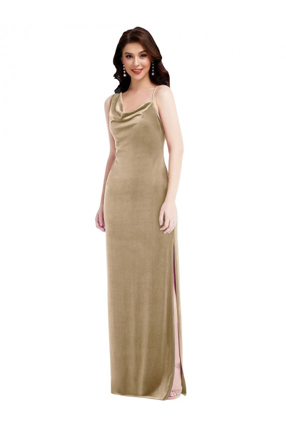 Champanhe Um Ombro Sem Mangas Bainha Vestidos de Madrinha / Vestidos de Noite / Vestidos de Festa Online
